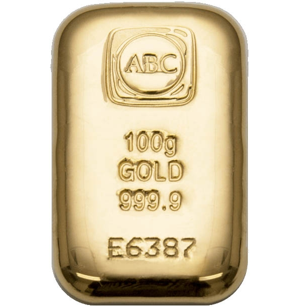 Gold Bullion Bars 100g ABC Cast Gold Bar 9999 Purity