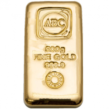 500g ABC Cast Gold Bar 9999 Purity