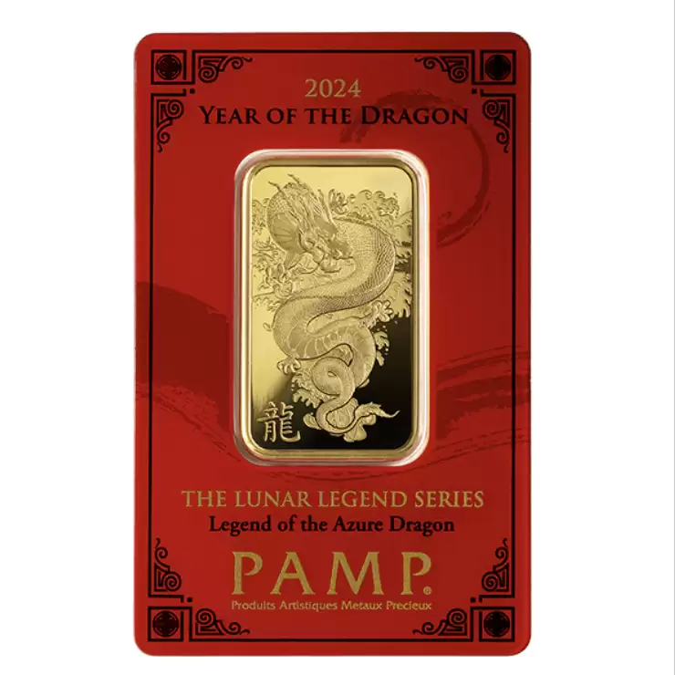 1oz Pamp Lunar Dragon Gold 2024 Minted Tablet