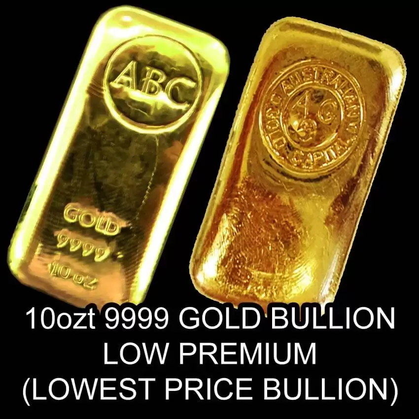 Gold Bullion Items 10oz 9999 Purity Low premium Gold Bullion Bar